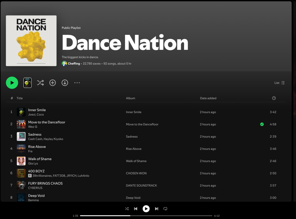 Wez G (Move To The Dancefloor) on Dance Nation Spotify&nbsp;Playlist
