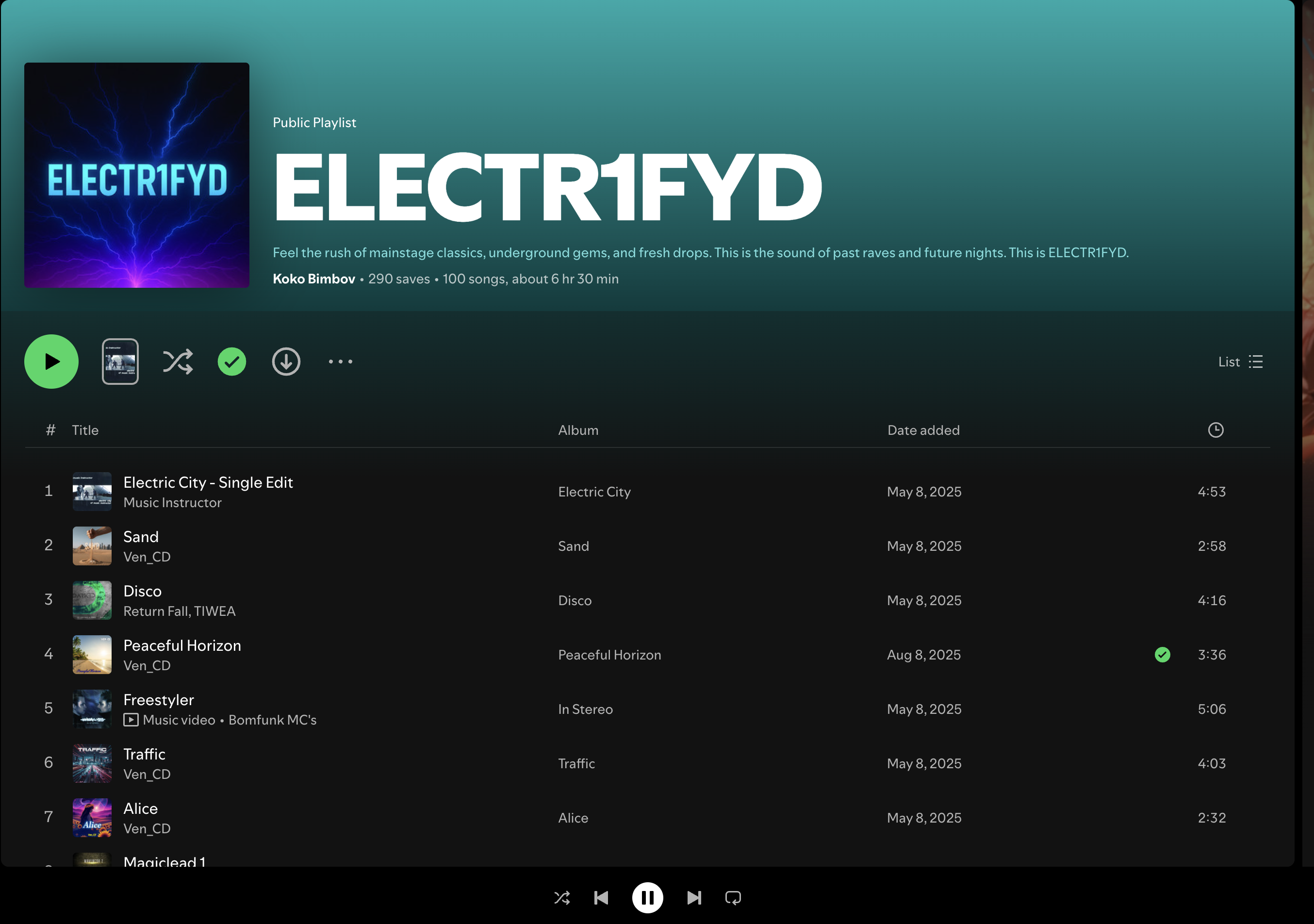 Wez G (Aliens) on ELECTR1FYD Spotify Playlist