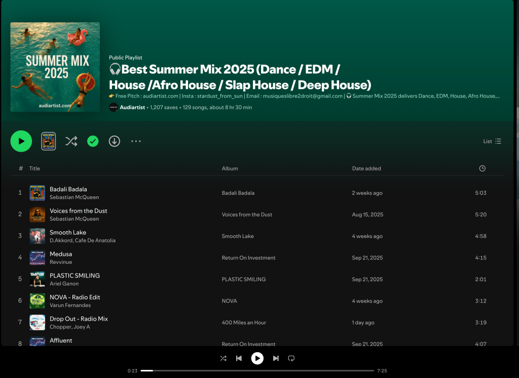 Wez G (Move To The Dancefloor) on Best Summer Mix 2025 Spotify&nbsp;Playlist