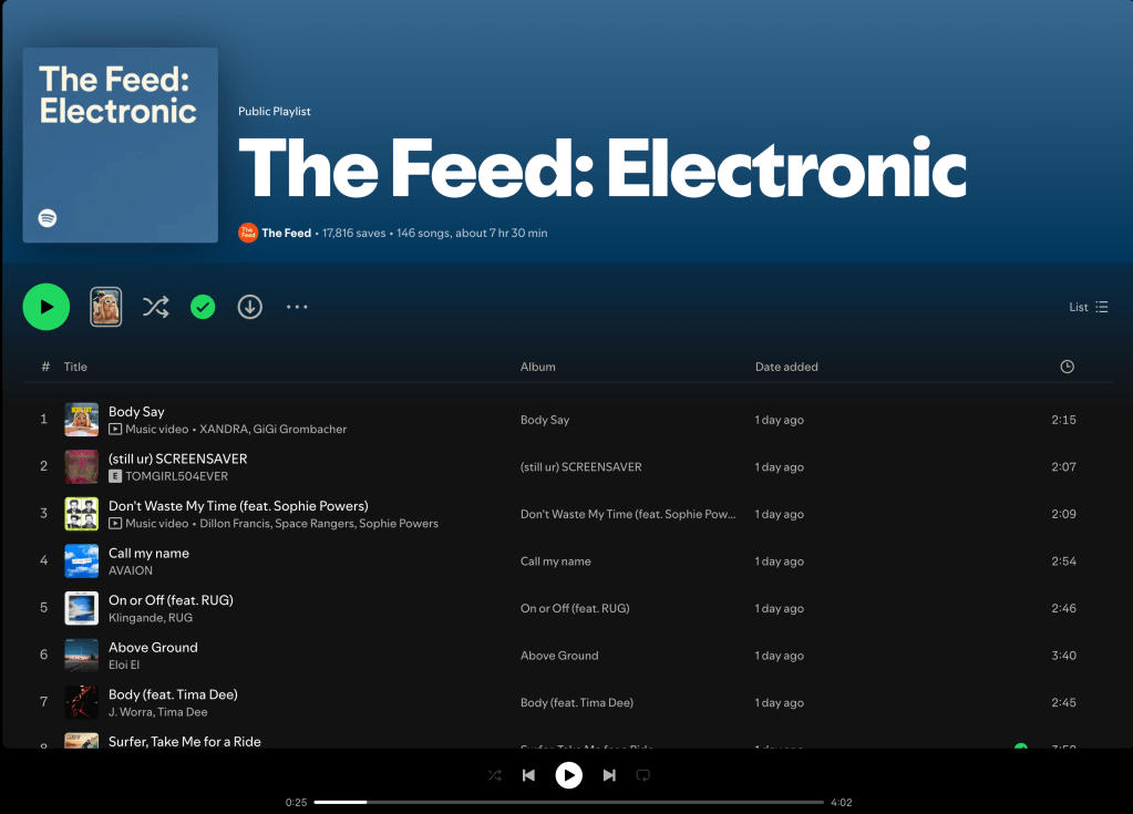 Wez G (Surfer, Take Me For A Ride) on The Feed: Electronic Spotify&nbsp;Playlist