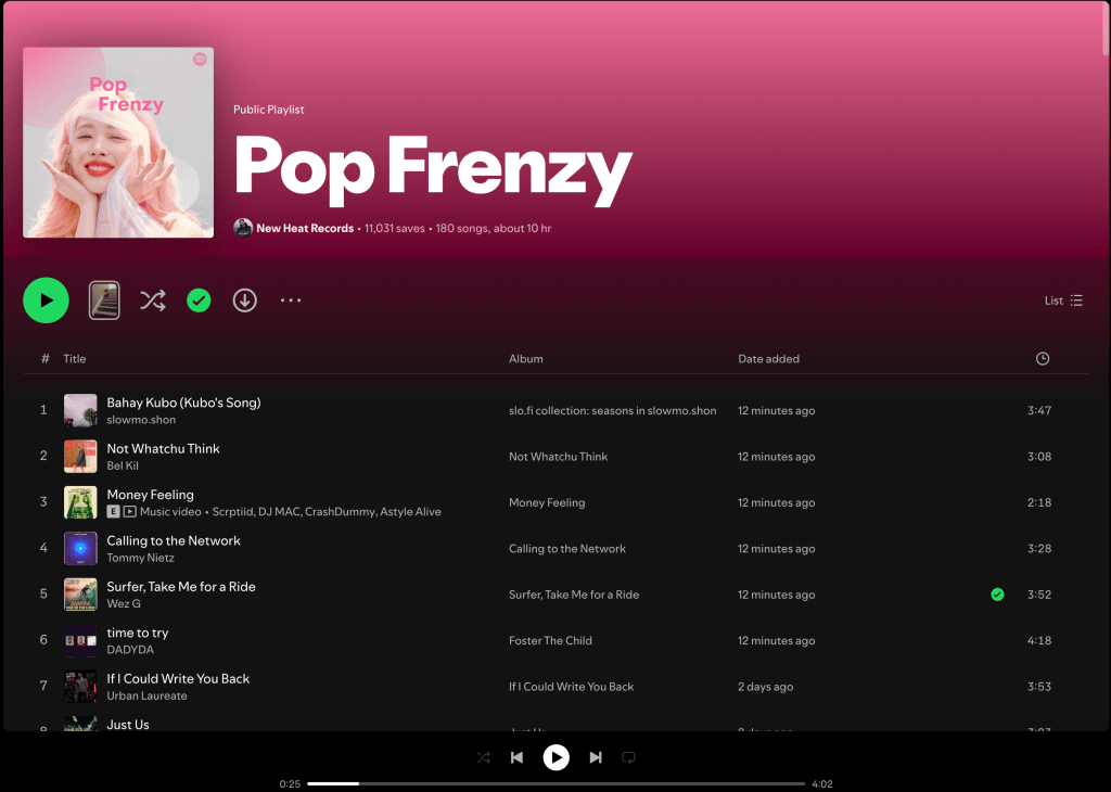 Wez G (Surfer, Take Me For A Ride) on Pop Frenzy Spotify&nbsp;Playlist