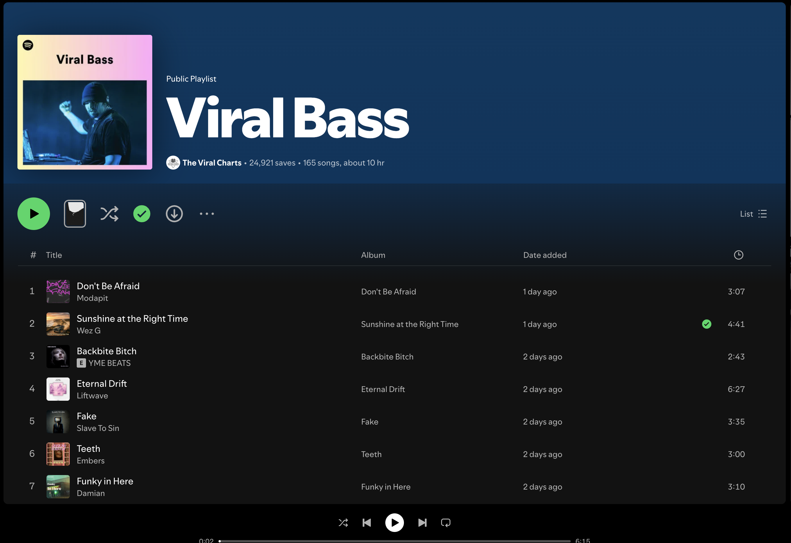 Wez G (Sunshine At The Right Time) is on Viral Bass Spotify Playlist