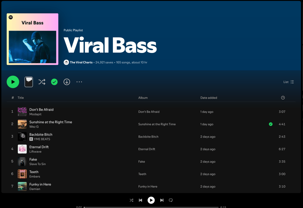 Wez G (Sunshine At The Right Time) is on Viral Bass Spotify&nbsp;Playlist