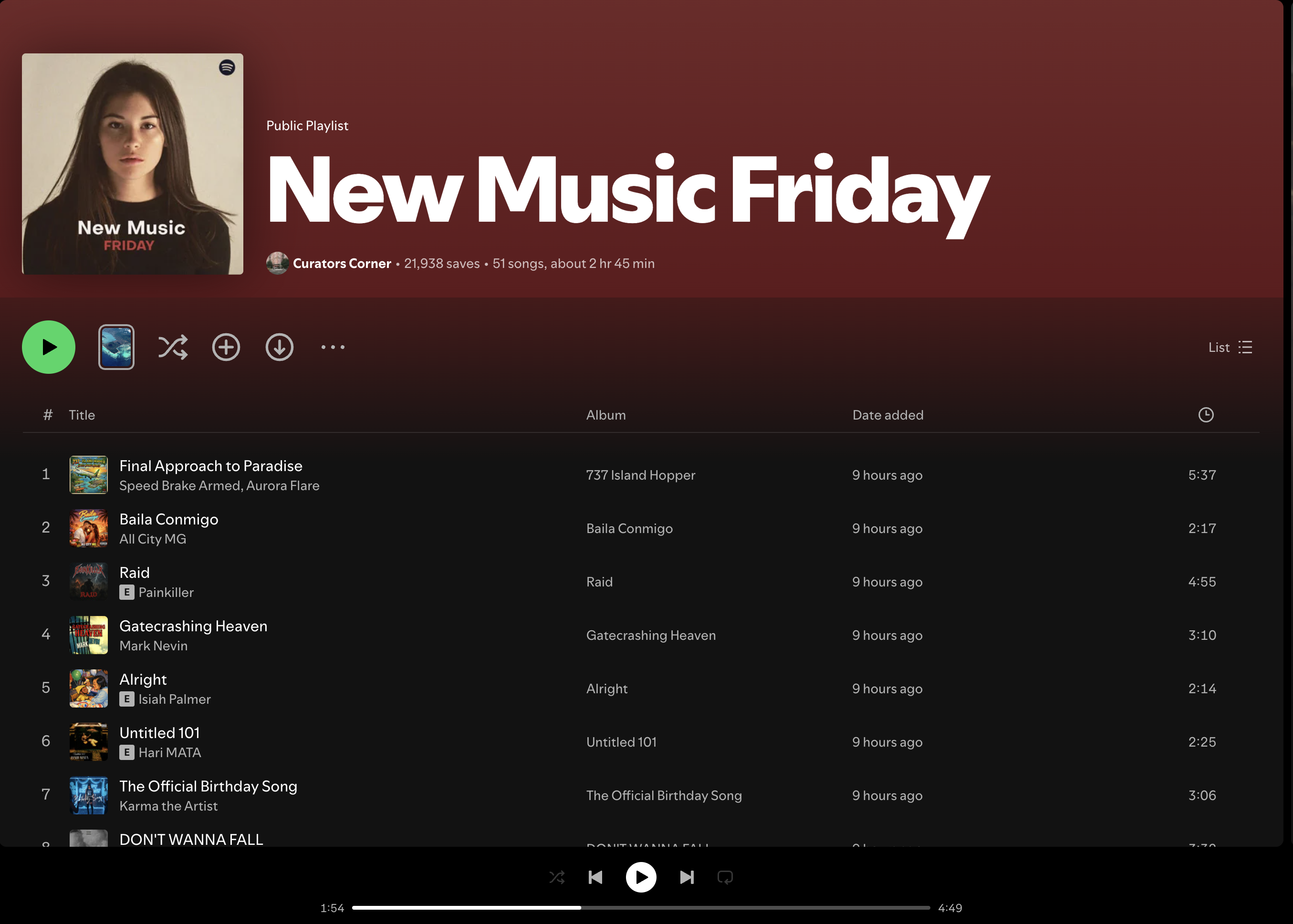Wez G (Sunshine At The Right Time) on New Music Friday Spotify Playlist