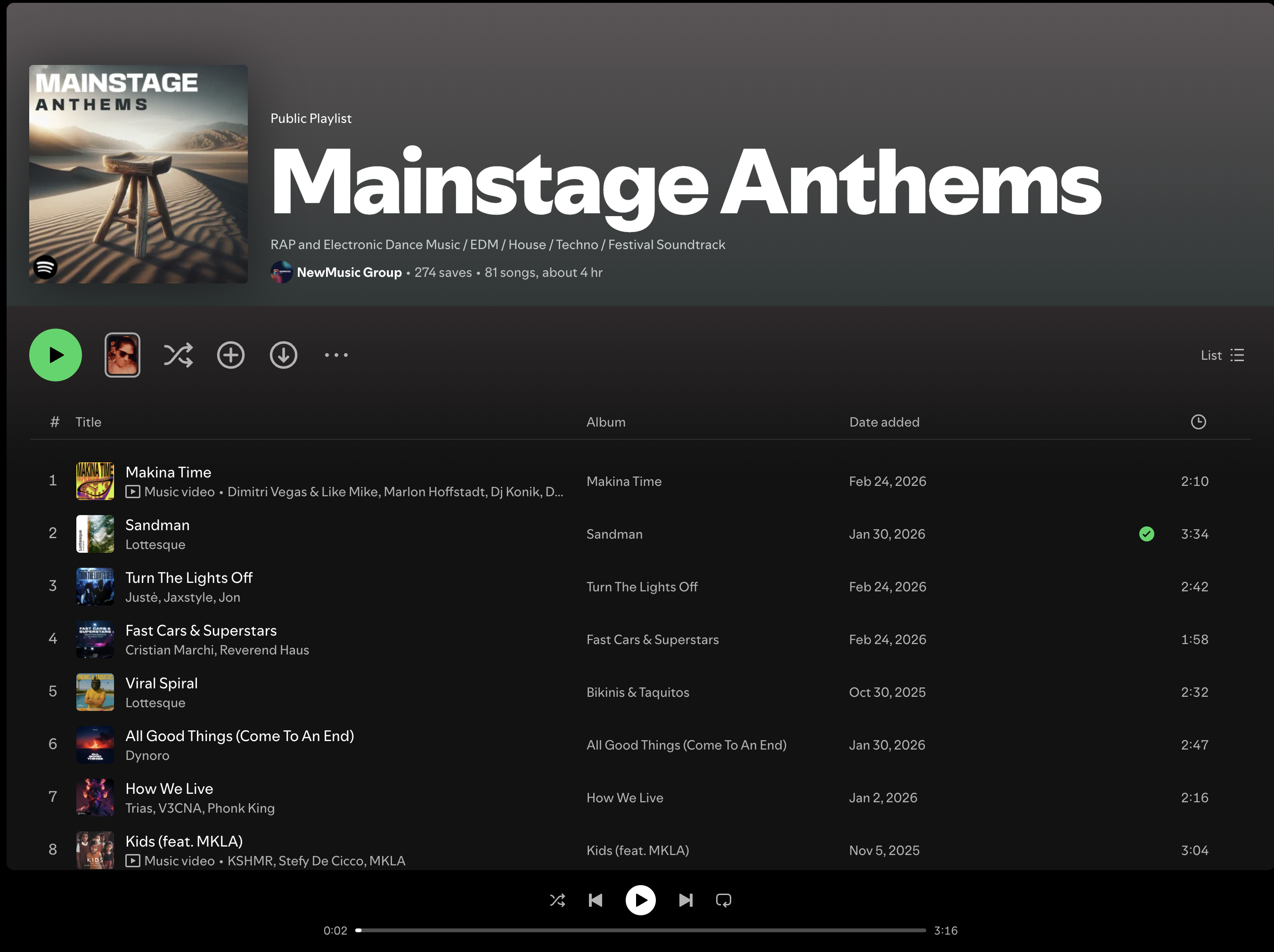 Wez G (Surfer, Take Me For A Ride) on Mainstage Anthems Spotify Playlist