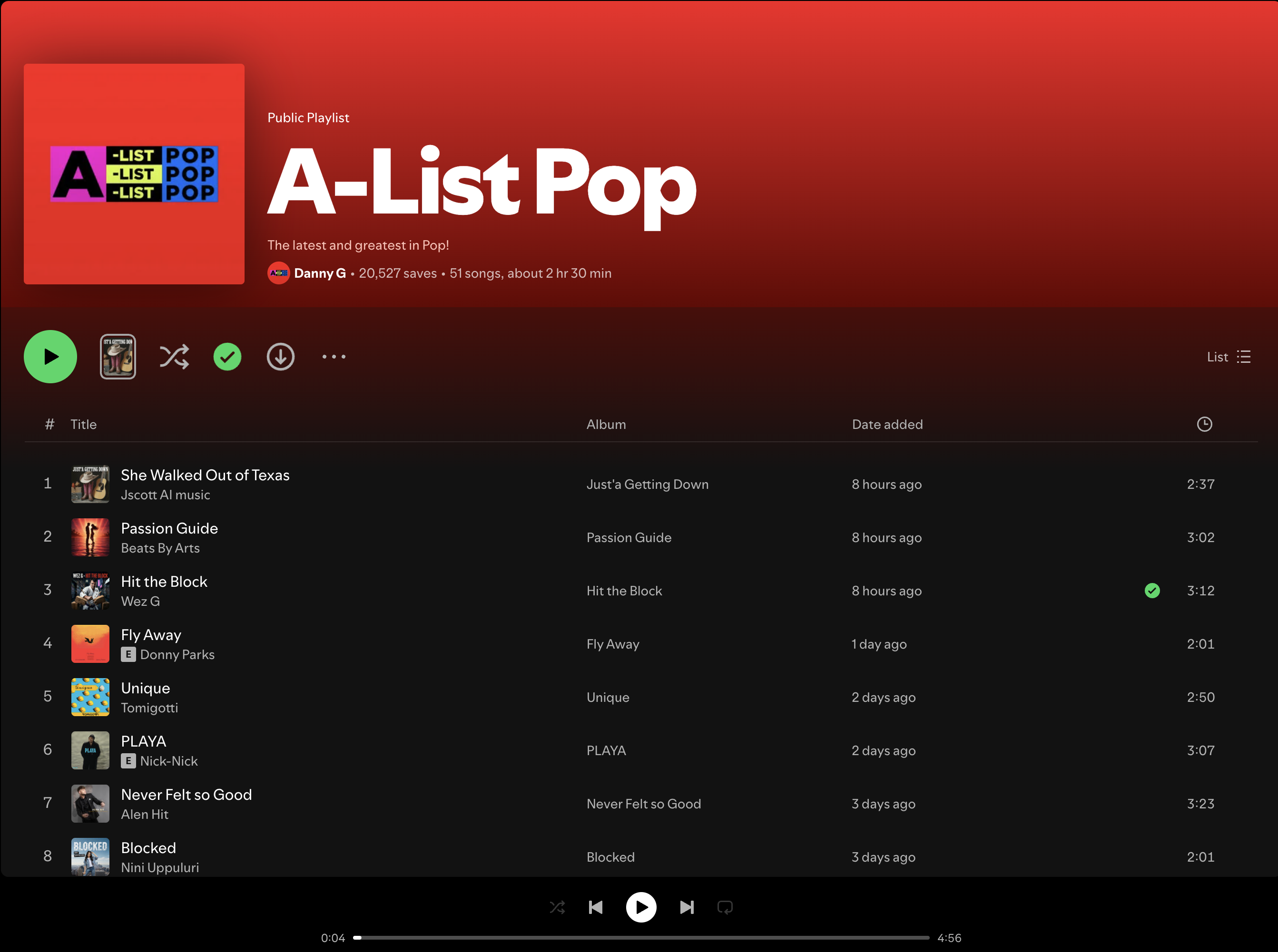 Wez G (Hit The Block) on A-List Pop Spotify Playlist