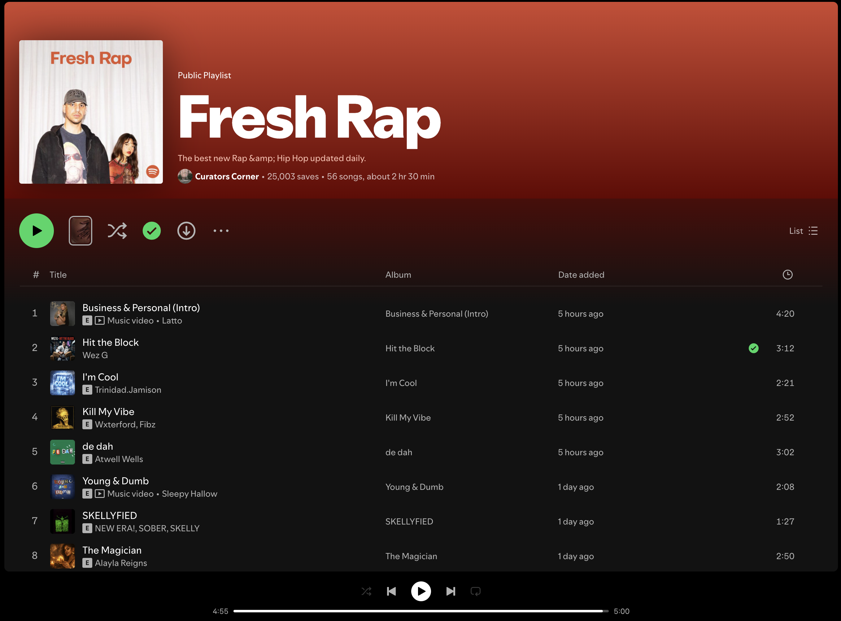 Wez G (Hit The Block) on Fresh Rap Spotify Playlist