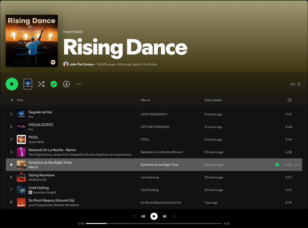 Wez G (Sunshine At The Right Time) on Rising Dance Spotify&nbsp;Playlist