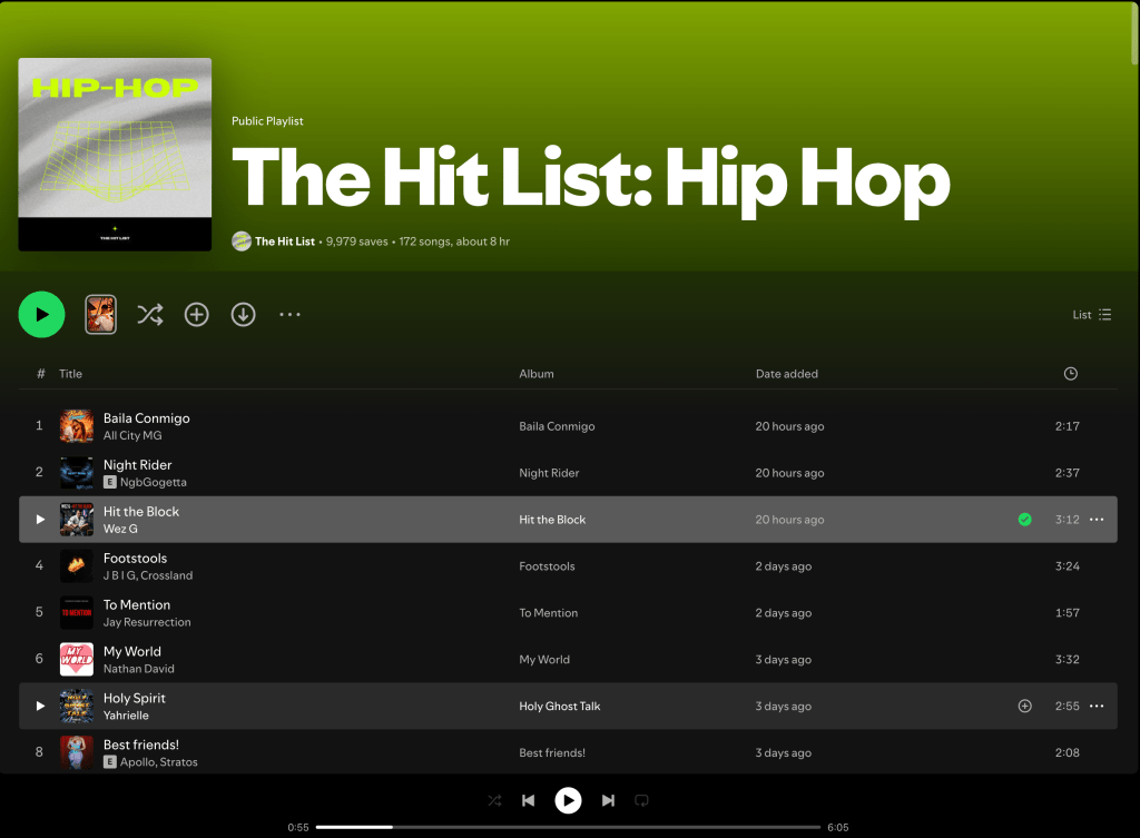 Wez G (Hit The Block) on The Hit List: Hip Hop Spotify&nbsp;Playlist