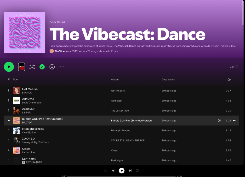 Wez G (I Want The World To Know) on The Vibecast: Dance Spotify&nbsp;Playlist