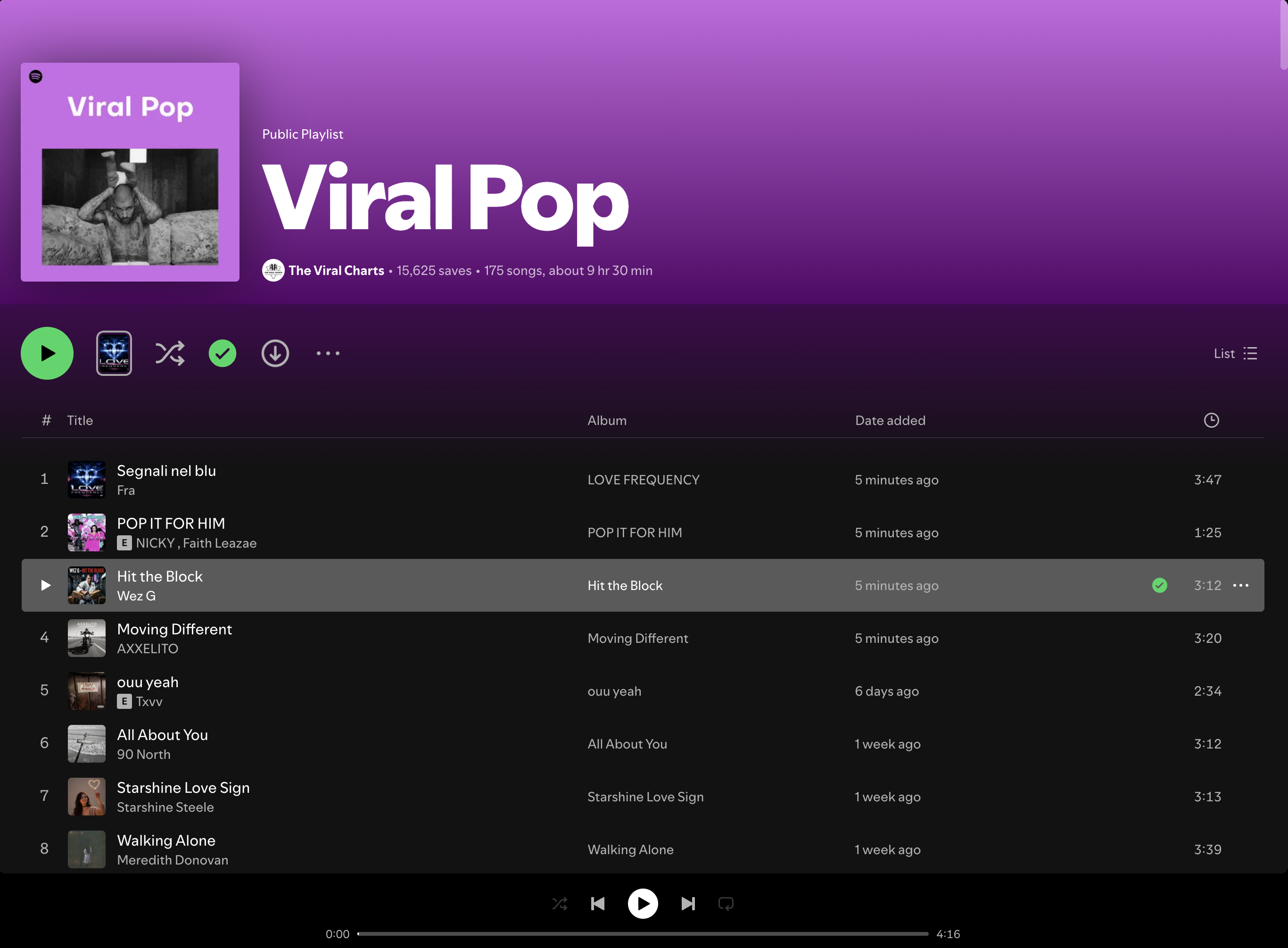 Wez G (Hit The Block) on Viral Pop Spotify Playlist