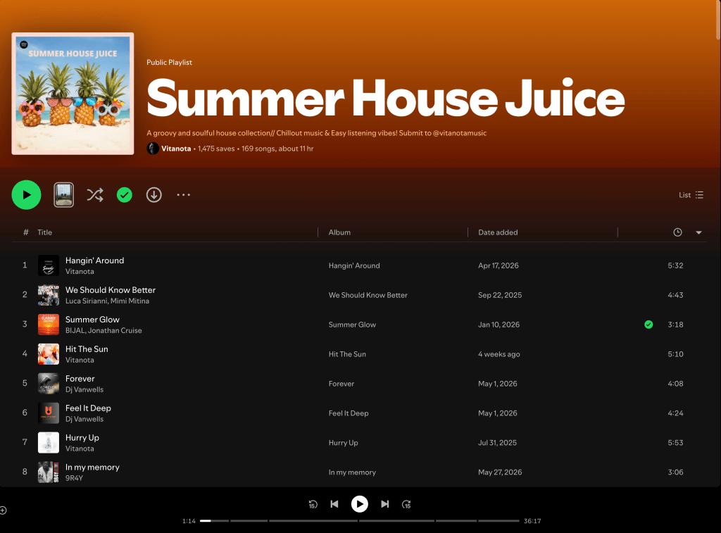 Wez G (I Want The World To Know) on Summer House Juice Spotify&nbsp;Playlist