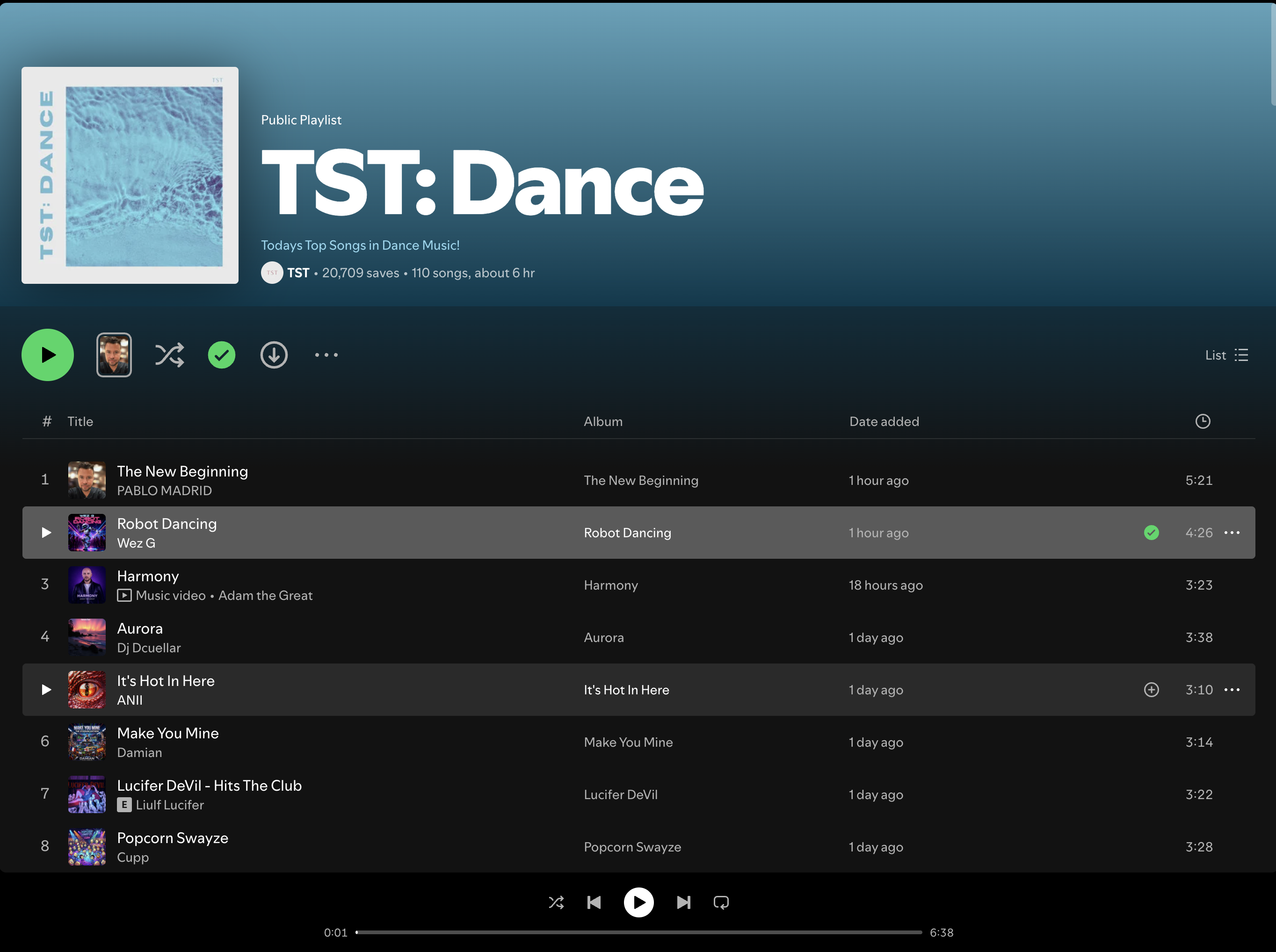 Wez G (Robot Dancing) on TST:Dance Spotify Playlist